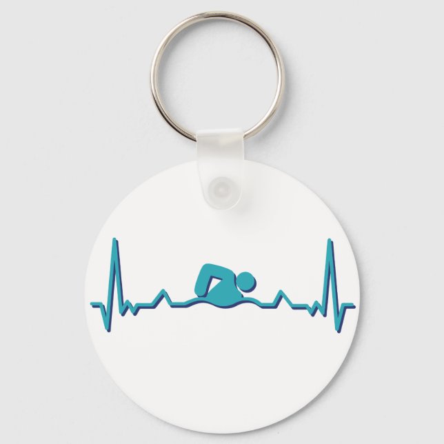 Swimming Lifeline and Heartbeat Funny Swimmer Keychain (Front)