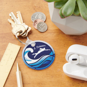 Swimming logo Personalize with name Keychain