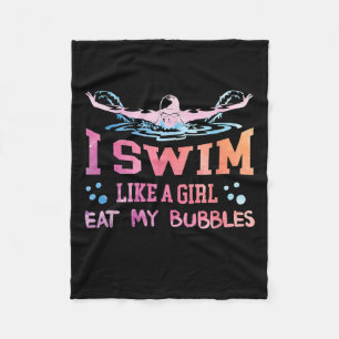 Swimming Lover - I Swim Like A Girl Fleece Blanket