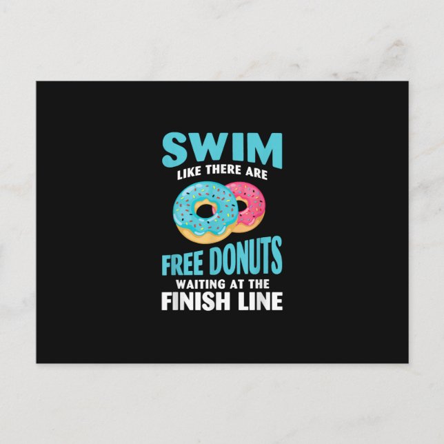 Swimming Lover - Swim Like Re Are Free Doughnuts Announcement Postcard (Front)