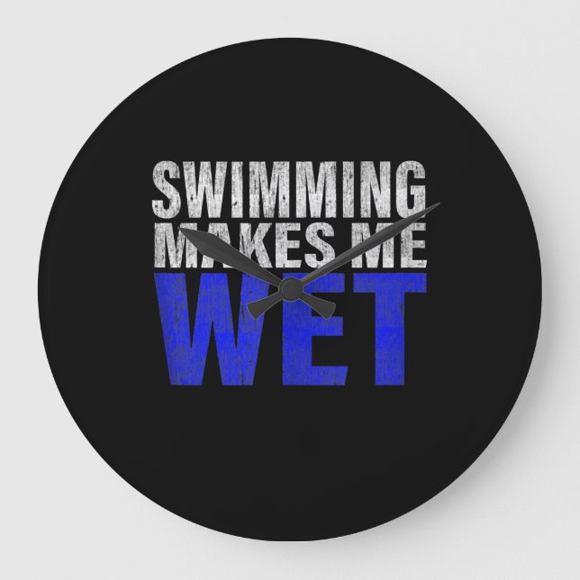 Swimming Makes Me Wet Tank Top Large Clock (Front)