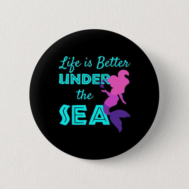 Swimming Mermaid Diving  2 Inch Round Button (Front)