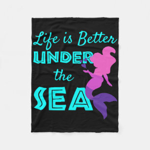 Swimming Mermaid Diving  Fleece Blanket