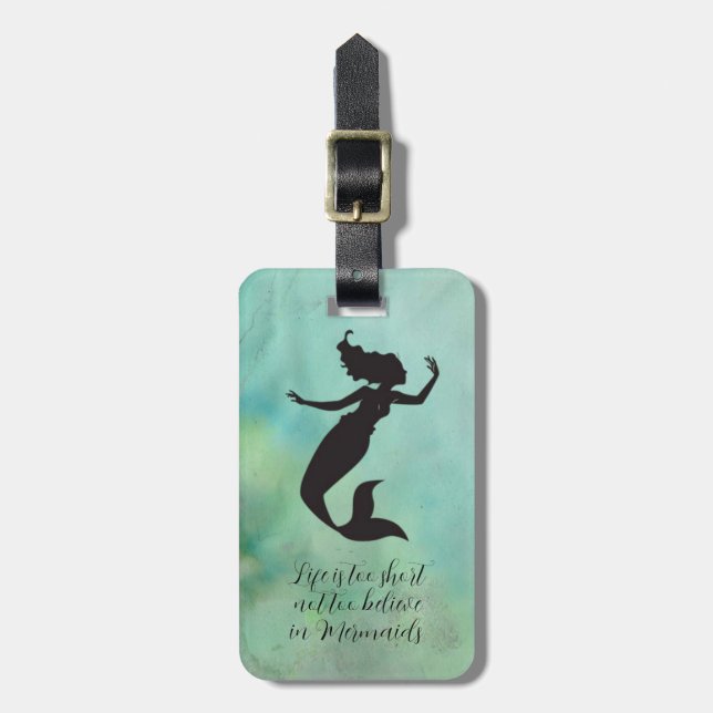 Swimming Mermaid silhouette-  fantasy art Luggage Tag (Front Vertical)