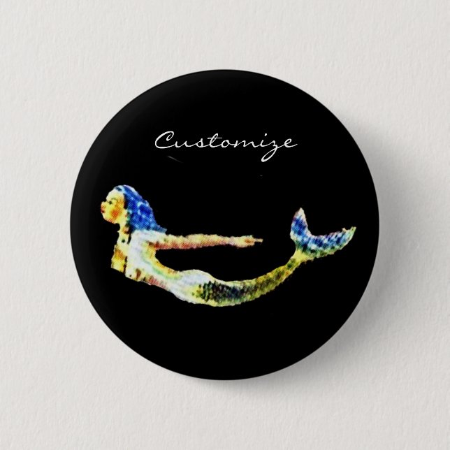 Swimming Mermaid Thunder_Cove 2 Inch Round Button (Front)
