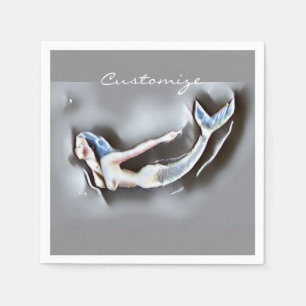 Swimming Mermaid Thunder_Cove Grey Napkin