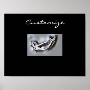 Swimming Mermaid Thunder_Cove Grey Poster