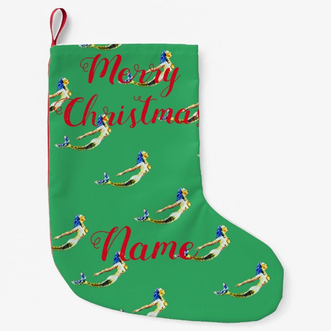 Swimming Mermaid Thunder_Cove Small Christmas Stocking (Front)