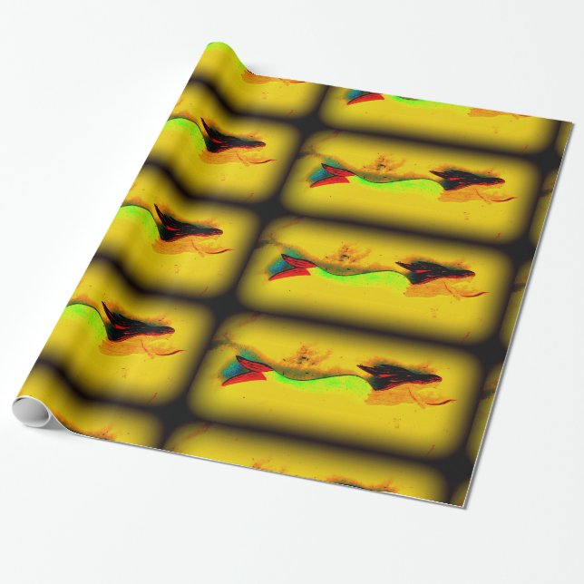 swimming mermaid wrapping paper (Unrolled)
