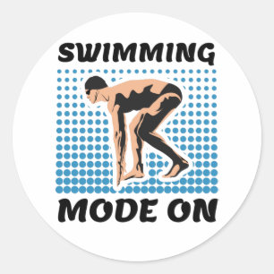 Swimming Mode on - Pool Lover Classic Round Sticker