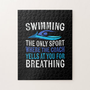 Swimming Only Sport Where Coach Swimmer Gifts Jigsaw Puzzle