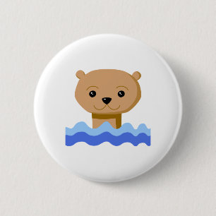 Swimming Otter. 2 Inch Round Button