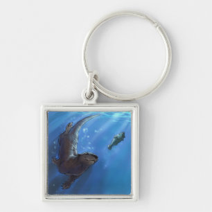 Swimming otter keychain