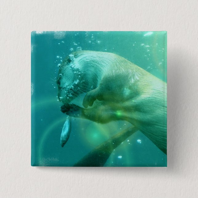 Swimming Otter Square Pin (Front)
