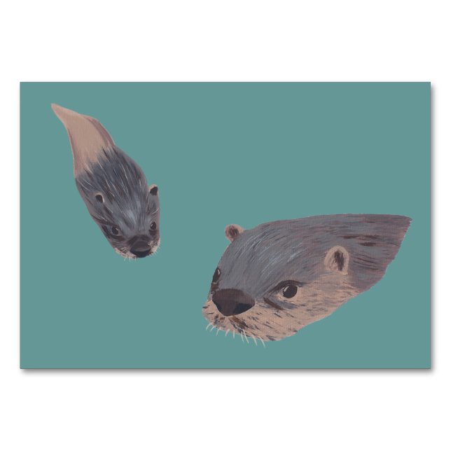 Swimming Otters Reading Flashcards for adults Table Number (Front)