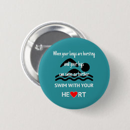 Swimming pictogram motivational swim with heart 2 inch round button