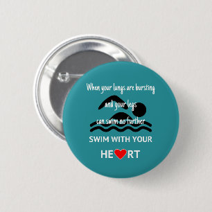 Swimming pictogram motivational swim with heart 2 inch round button