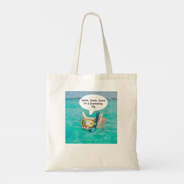 Swimming Pig is snorkelling in the Pond Tote Bag (Back)