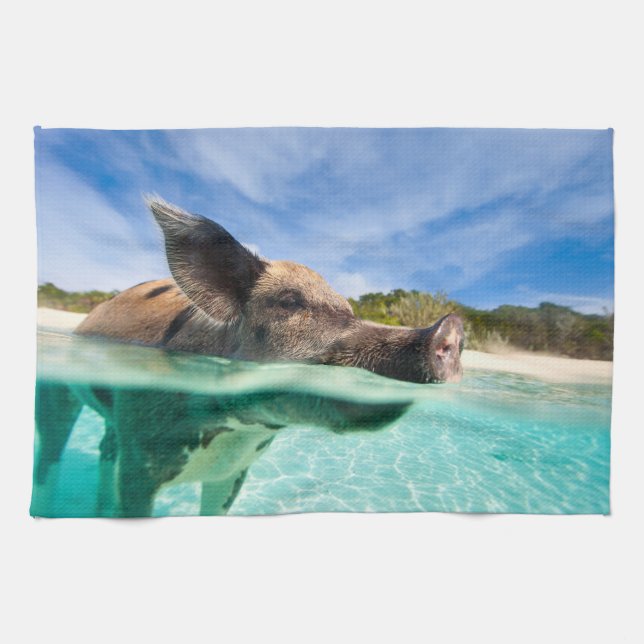Swimming pig of Exuma Kitchen Towel (Horizontal)
