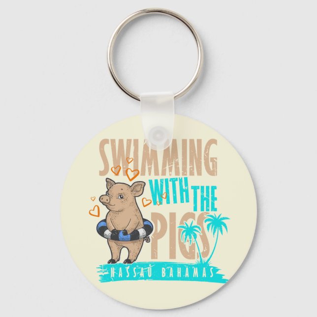 Swimming Pigs Bahamas Vacation Bahamas Cruise Keychain (Front)