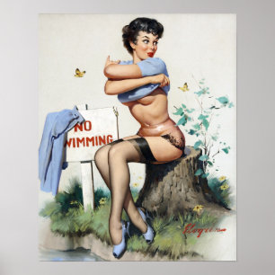 Swimming Pin Up Poster