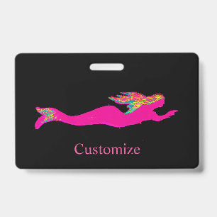 swimming pink mermaid black Thunder_Cove Badge