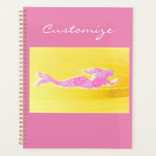 swimming pink mermaid planner