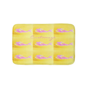 swimming pink mermaids pattern bath mat