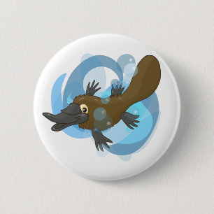 Swimming Platypus 2 Inch Round Button