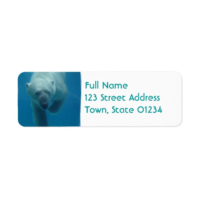 Swimming Polar Bear  Return Address Mailing Label (Front)