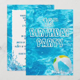 Swimming Pool 18th Birthday Party Invite