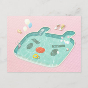 Swimming Pool Announcement Postcard