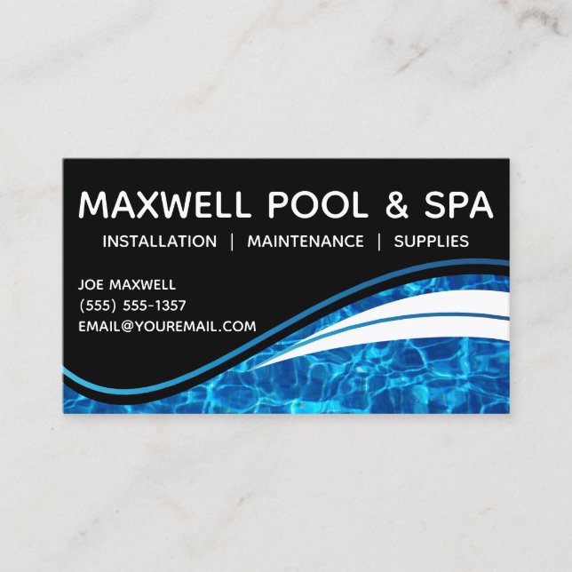 Swimming Pool Blue Water Aqua Ripple Business Card (Front)