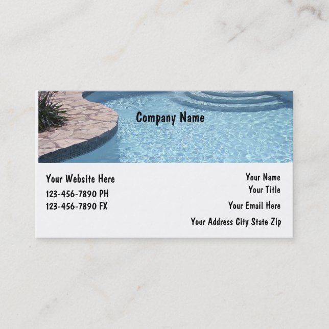 Swimming Pool Business Cards (Front)