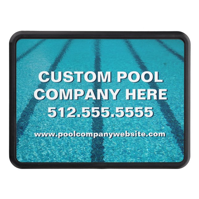 Swimming Pool Company Custom Marketing Trailer Hitch Cover (Front)