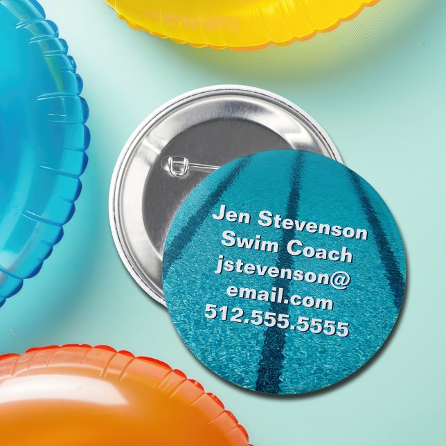 Swimming Pool Company or Swim Instructor Custom 2 Inch Round Button (Creator Uploaded)