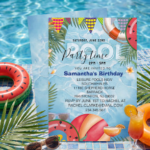 Swimming pool cool birthday party Invitation