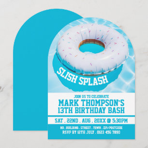 Swimming Pool Donut, Pool Party Birthday  Invitation