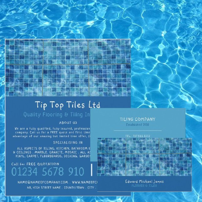 Swimming Pool, Floorer, Tile Installer Business Card (Creator Uploaded)