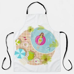 Swimming pool girl in bikini summer beach apron