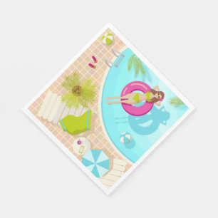 Swimming pool girl in bikini summer beach napkin
