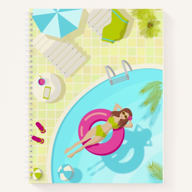 Swimming pool girl in bikini summer beach notebook (Front)