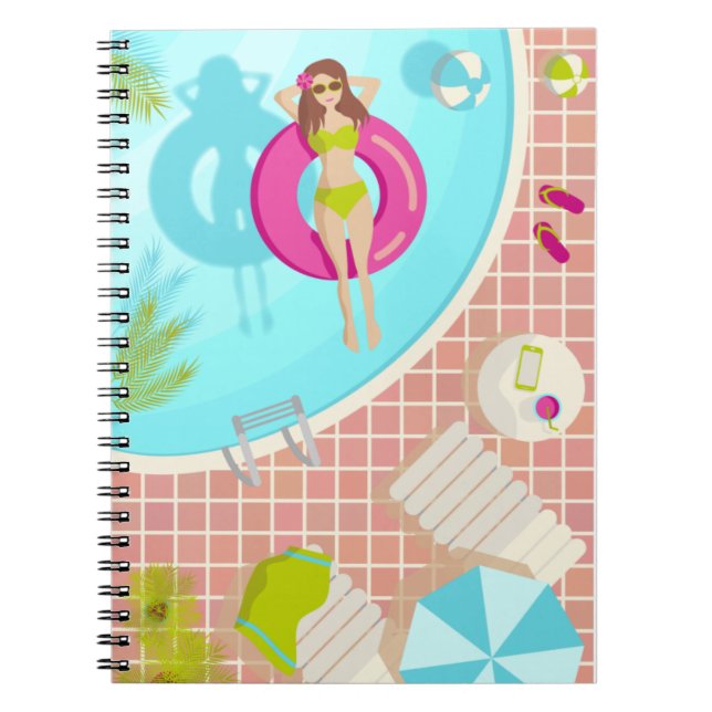 Swimming pool girl in bikini summer beach notebook (Front)