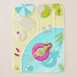 Swimming pool girl in bikini summer beach  sherpa blanket