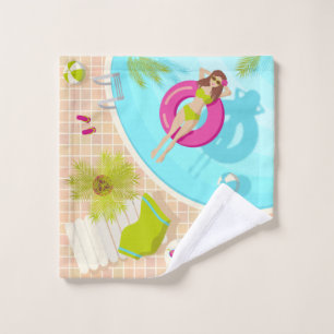 Swimming pool girl in bikini summer beach wash cloth