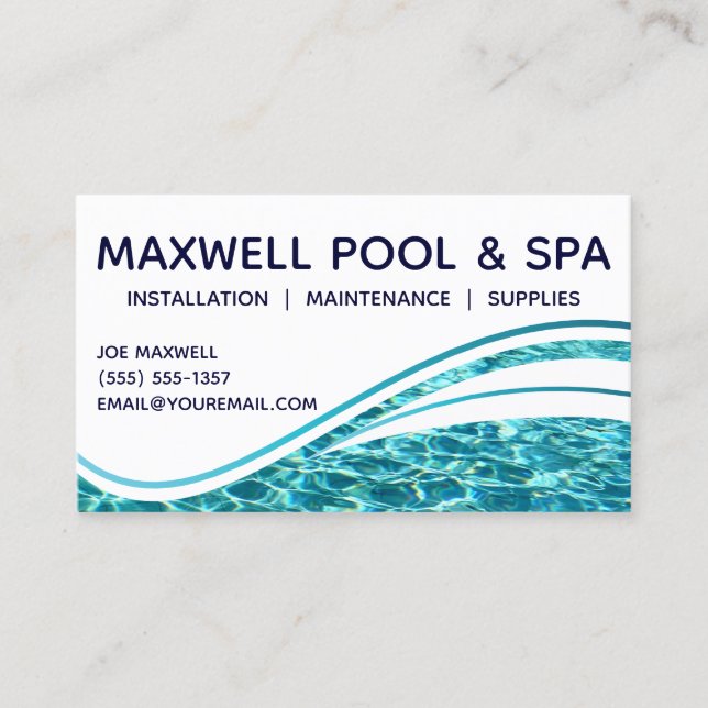 Swimming Pool Green Blue Water Aqua Ripple Business Card (Front)