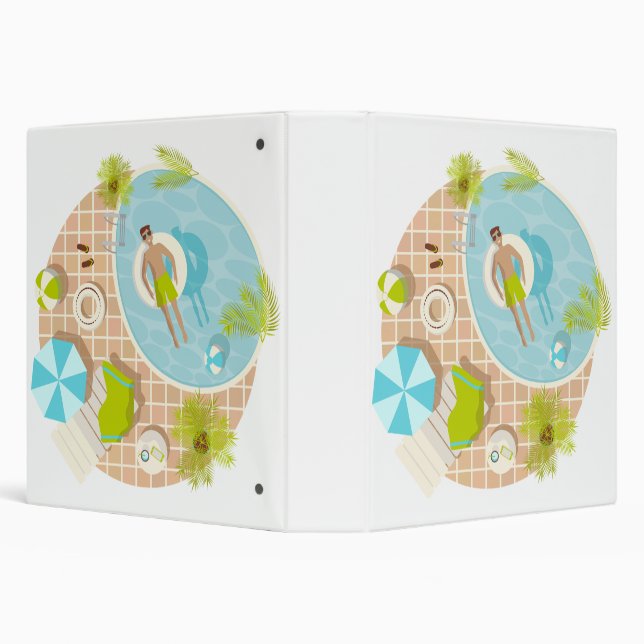 Swimming pool guy on tropical summer beach vacay binder (Background)
