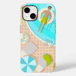 Swimming pool guy on tropical summer beach vacay Case-Mate iPhone 14 case