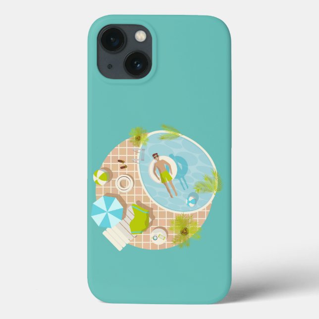 Swimming pool guy on tropical summer beach vacay Case-Mate iPhone case (Back)