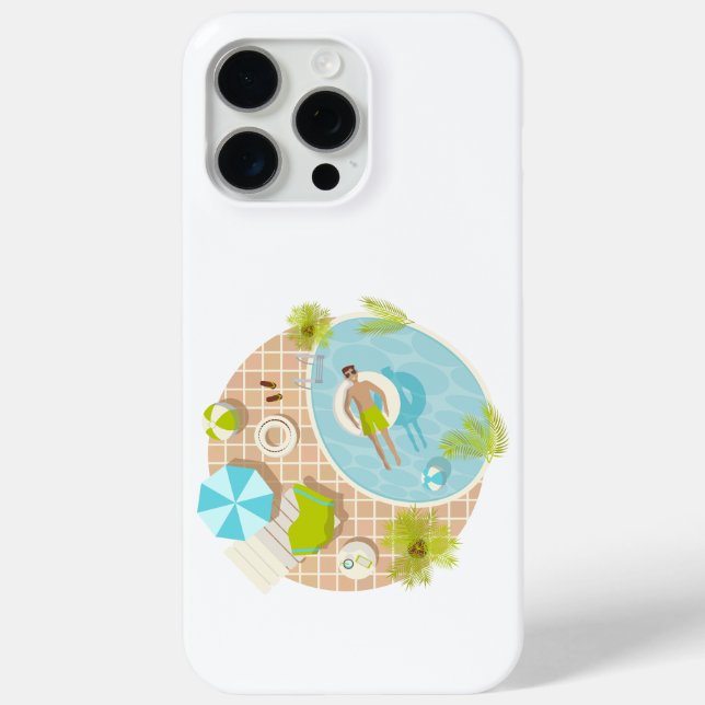 Swimming pool guy on tropical summer beach vacay Case-Mate iPhone case (Back)
